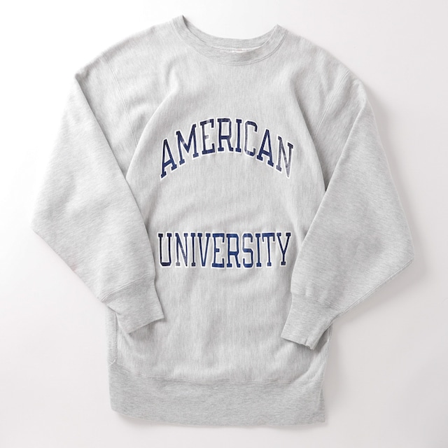 【美品】80s champion Reverse Weave Crew "AMERICAN UNIVERSITY"  Vintage sweat mint condition made in USA ／80年代 ヴィンテージ チャンピオン リバースウィーブ 肉厚 スウェット トレーナー  アメリカン大学 USA製  グレー ビッグサイズ ミントコンディション