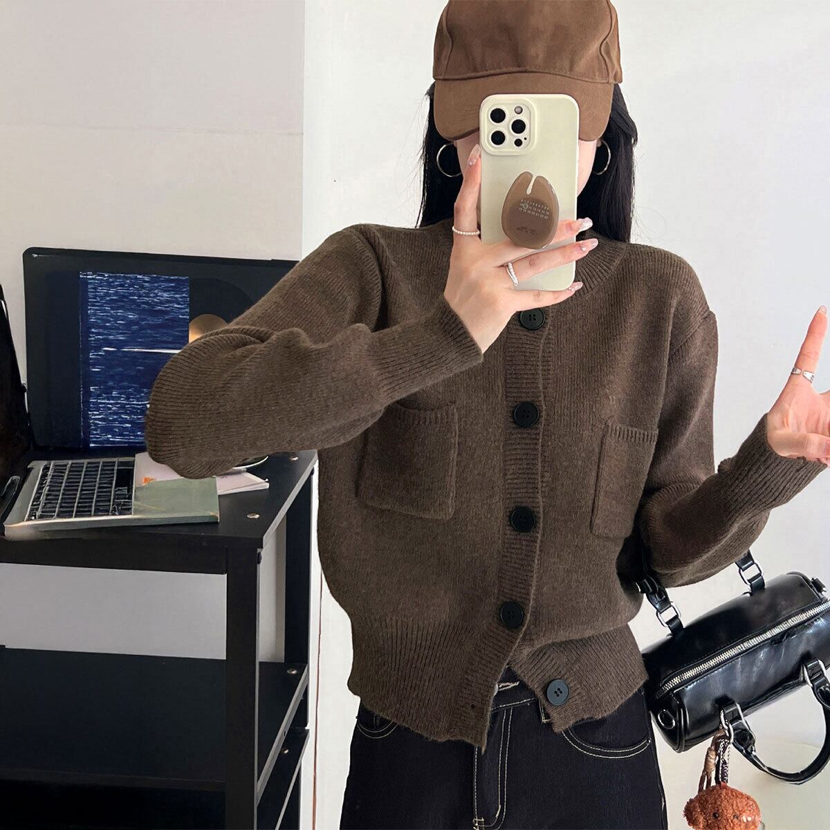 ニット カーディガン ショート丈 レディース 秋冬 韓国 シンプル おしゃれ きれいめ 大人 カジュアル 羽織り ライトアウター トップス ニットカーデ 大人可愛い 大人女子