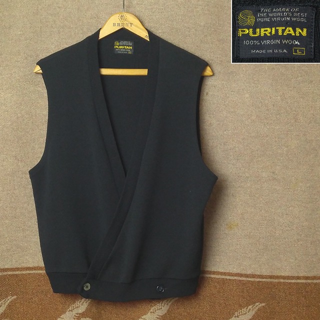 60s PURITAN Double-Breasted Wool Knit Vest （L） | Wonder Wear 