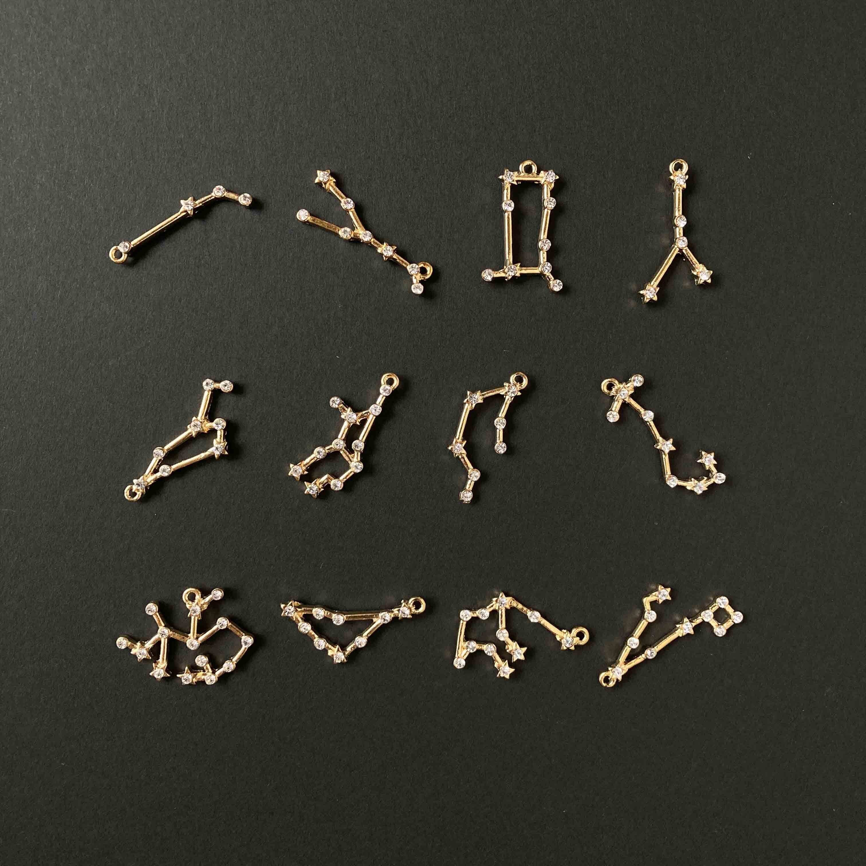 12星座のビジュー付きメタルチャーム | Dua-アクセサリーパーツショップ