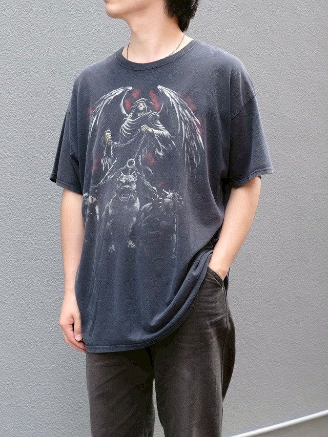 Used grim reaper & cerberus graphic Tee