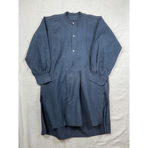 【1920s】"French Antique" Hemp Linen Indigo Blue Shirt, Deadstock!!