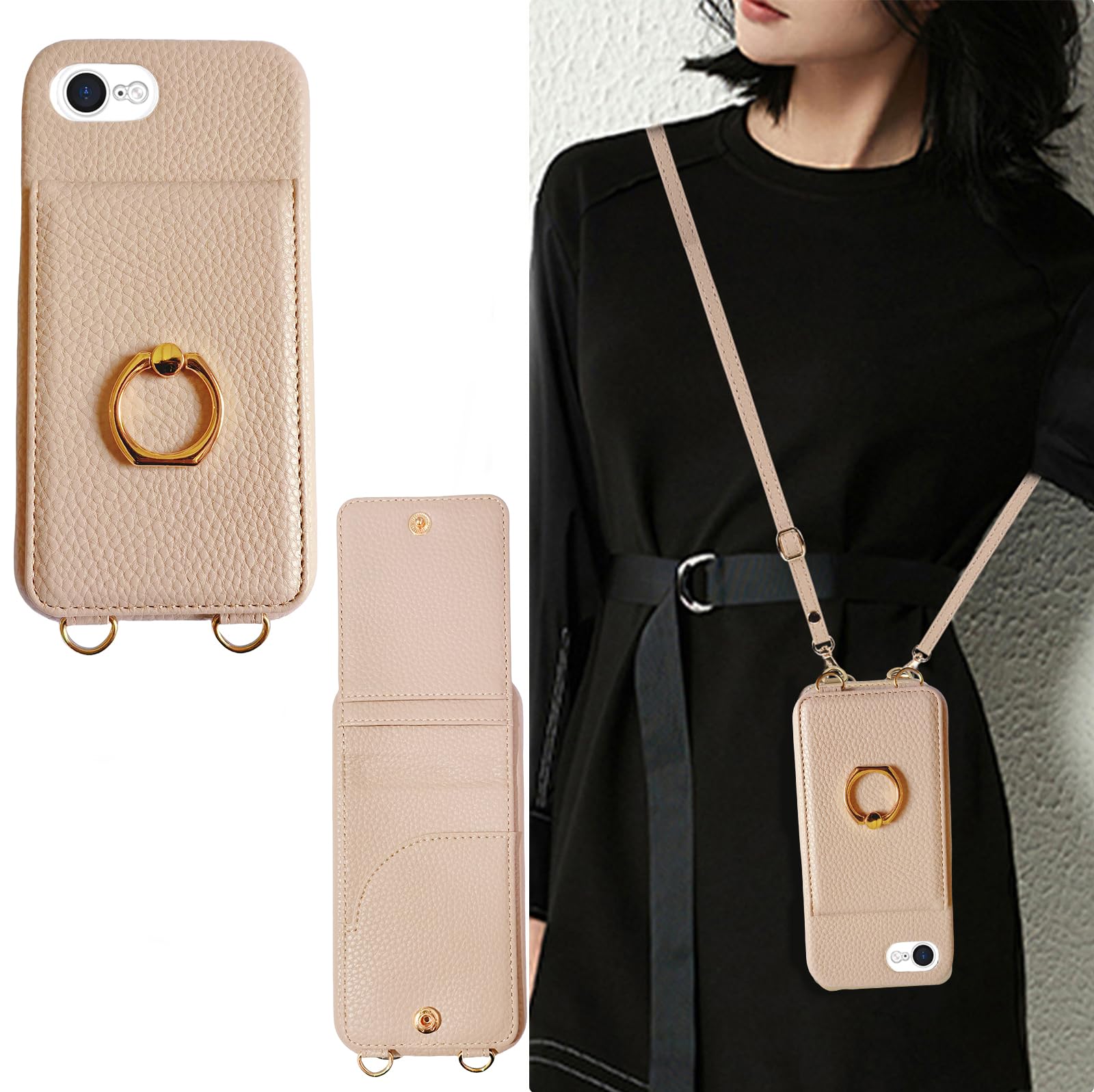 FOR iphone 16e 用 ショルダー 可愛い スマホケース いphone16e iphone16e phone16e 用 ストラップ 薄型 かわいい 携帯 背面手帳型 斜めかけ 肩掛け 首掛け 紐付き 韓国 軽量 カード収納 ショルダーケース おしゃれ 2way