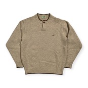 Crocodile クロコダイル ウール 100% ヘンリーネック ニット セーター サイズ M /ベージュ系 紳士 カジュアル
