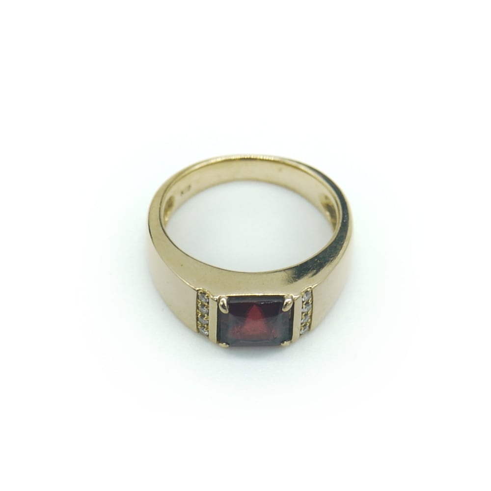 K18 ガーネット ダイヤモンド デザインリング 18金 指輪 9号 Y02592