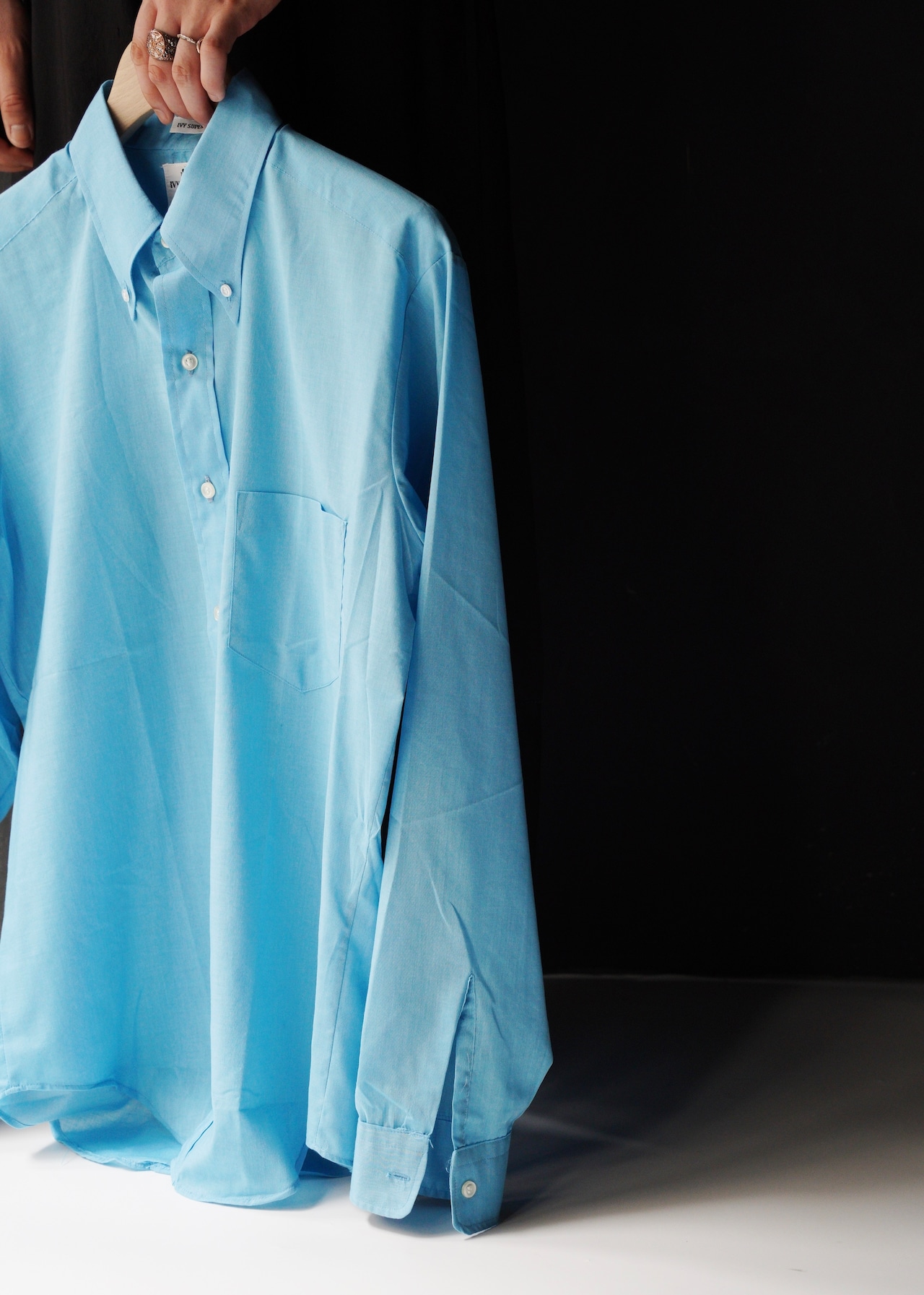 (Dead stock) 70’s long collar button down cotton shirt