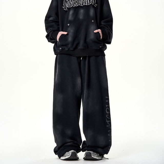 ダメージロゴドロップスウェットパンツ 2col R00663