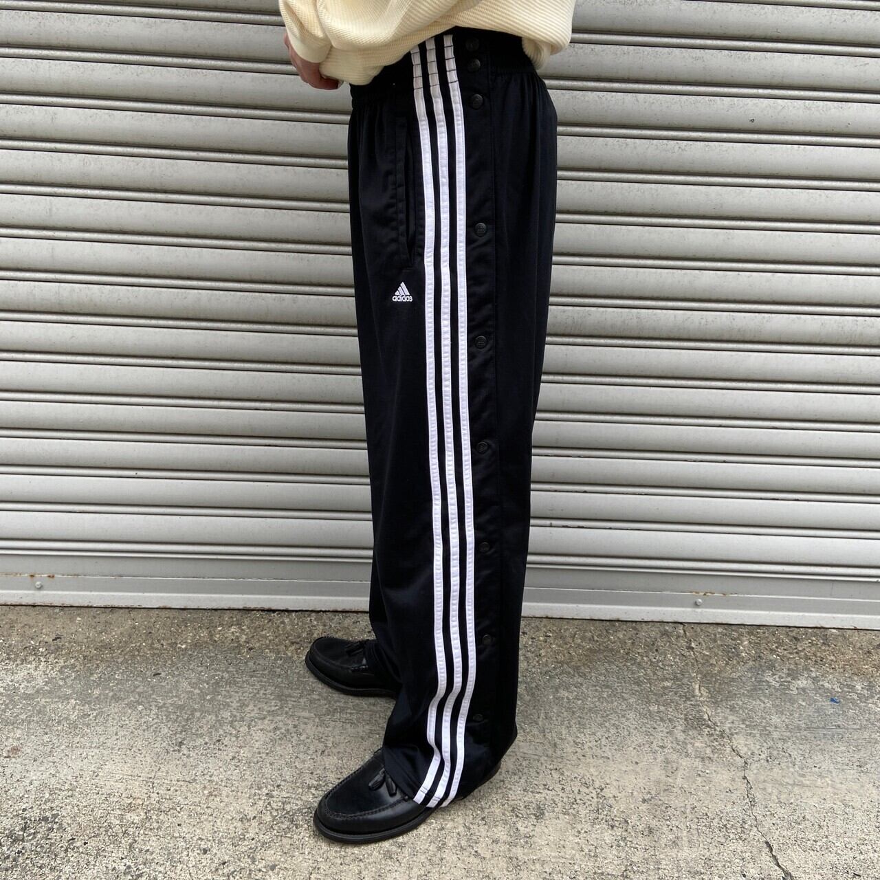 送料無料』adidas スナップボタンジャージパンツ トラックパンツ 黒 