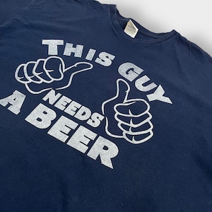 【DELTA】NEEDS A BEER ロゴ プリント Tシャツ ビール 2XL ビッグシルエットネイビー デルタ 半袖 夏物 us古着