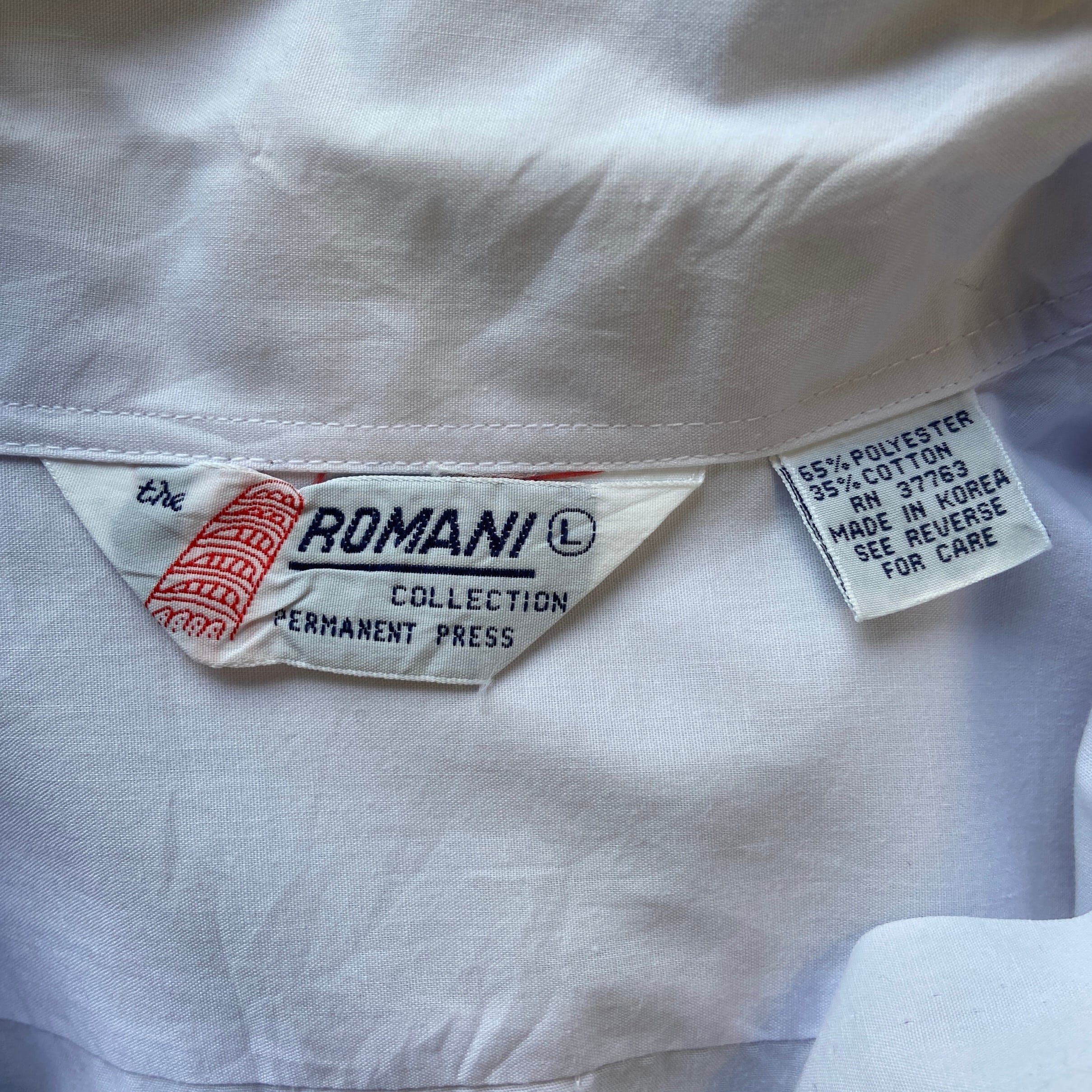 80年代 ROMANI 半袖 プリーツ キューバシャツ メンズL 古着 80s