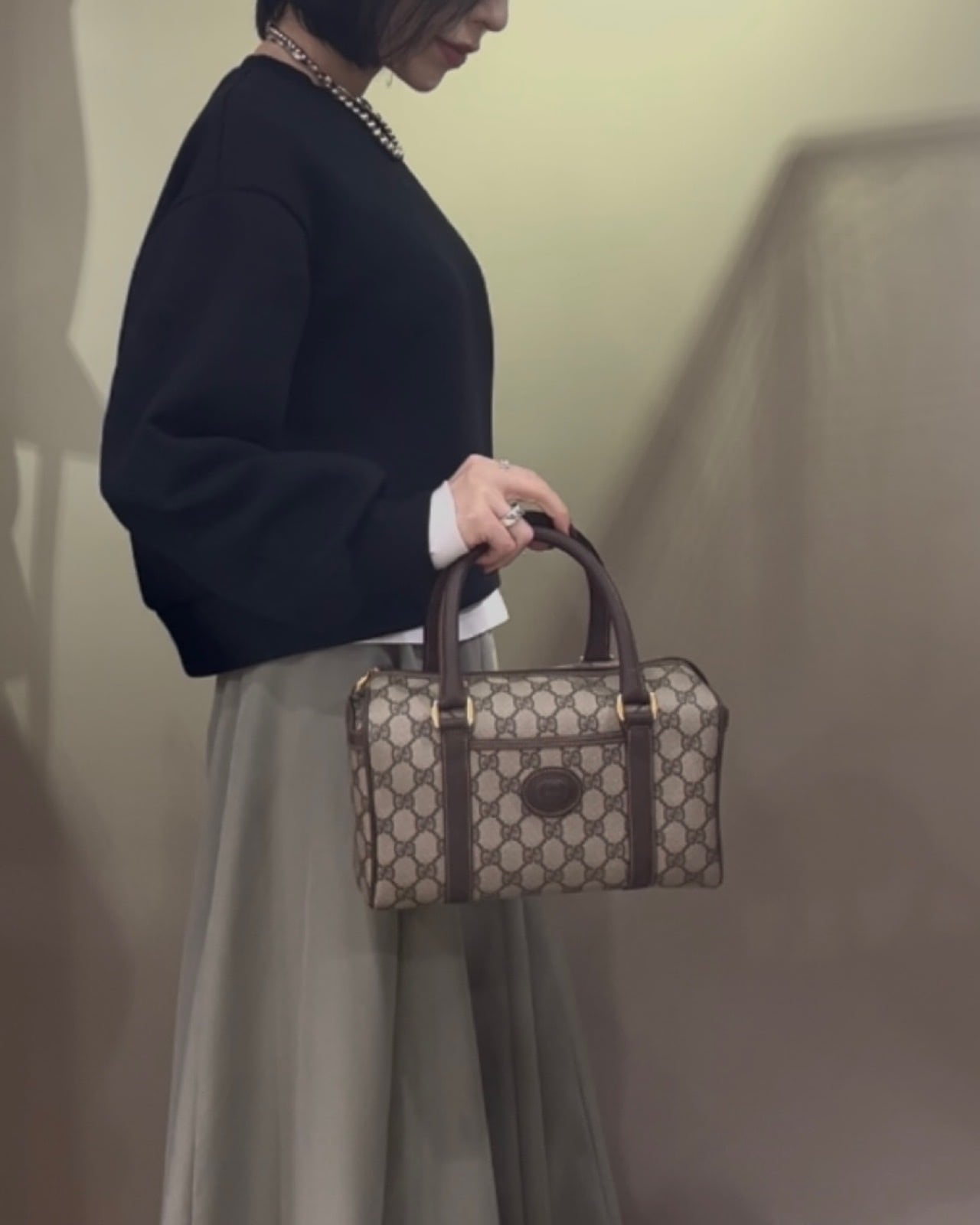 GUCCI】2045 GGスプリーム GG スクエアボストン ハンドバッグ
