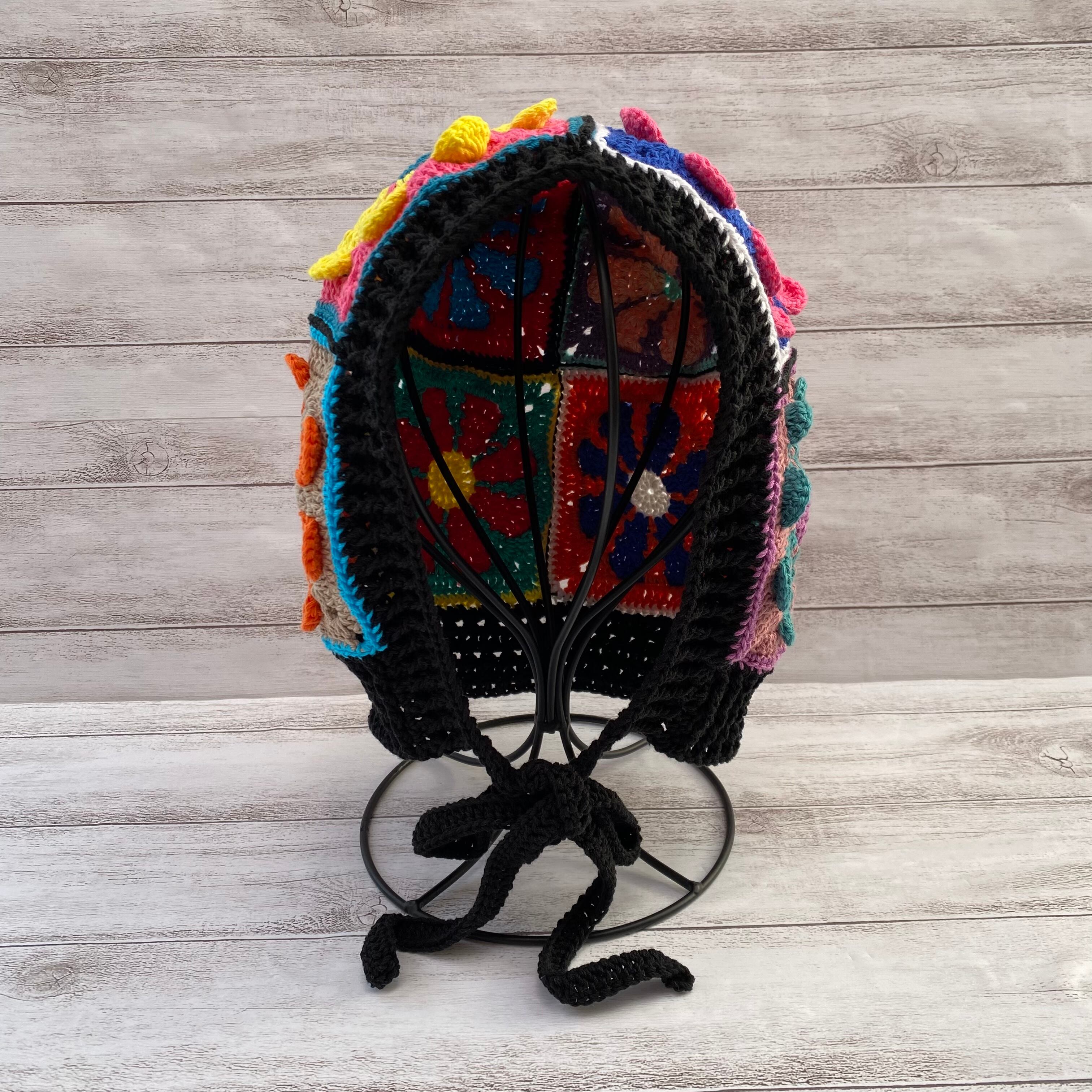 NO.3122057】クロシェ編み ニットフード ブラックベース | polepole31