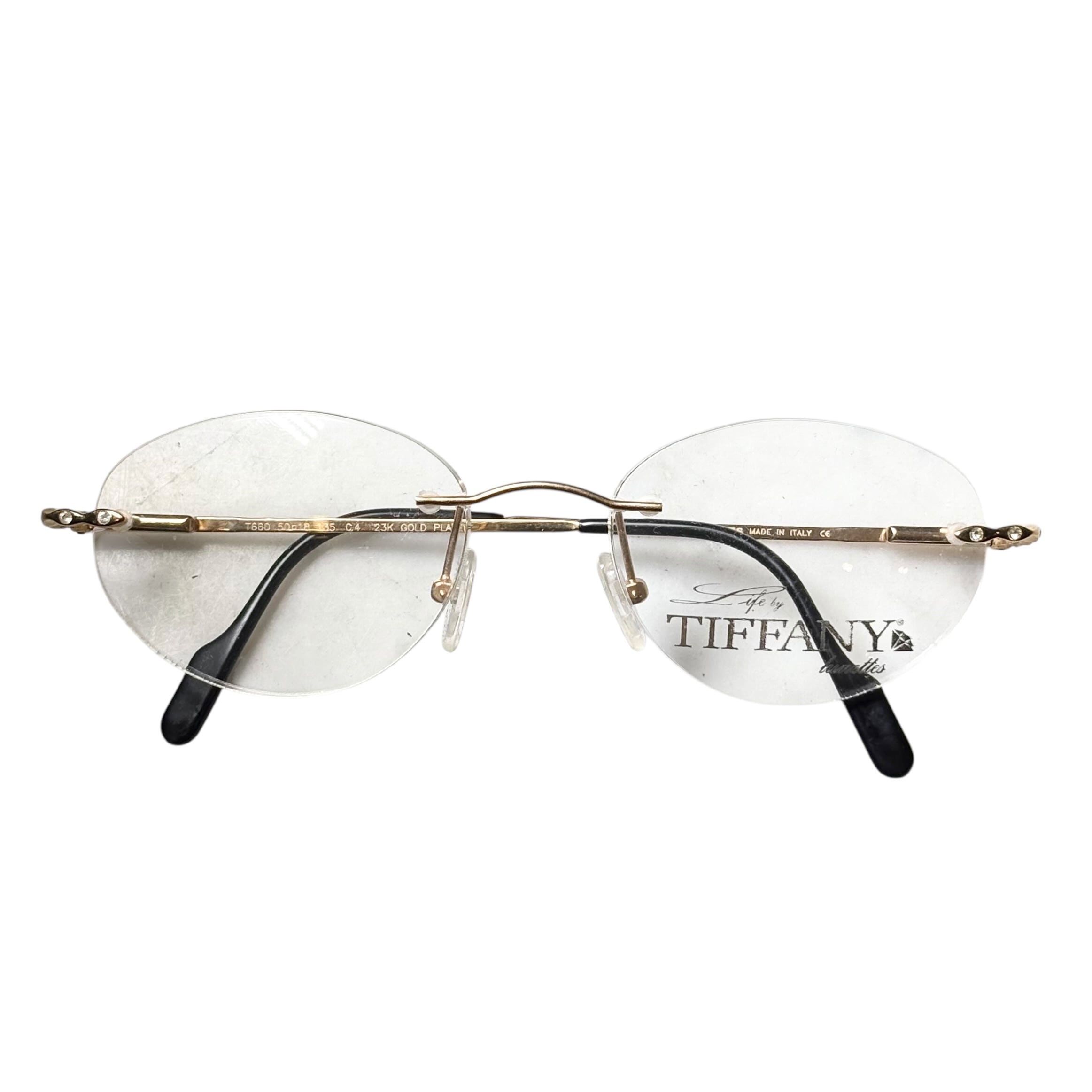 nos) vintage TIFFANY LUNETTES 23k gold plated glasses “T660
