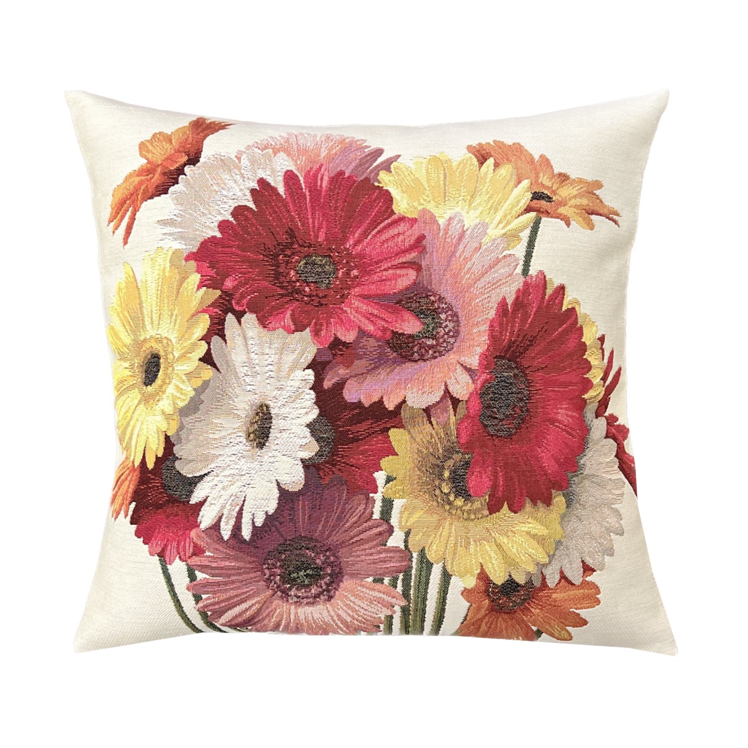 クッション・カバー48cm】ガーベラ/白地 | Place Opera Mignon