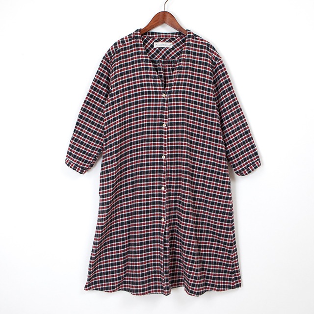 twill check long onepiece / black