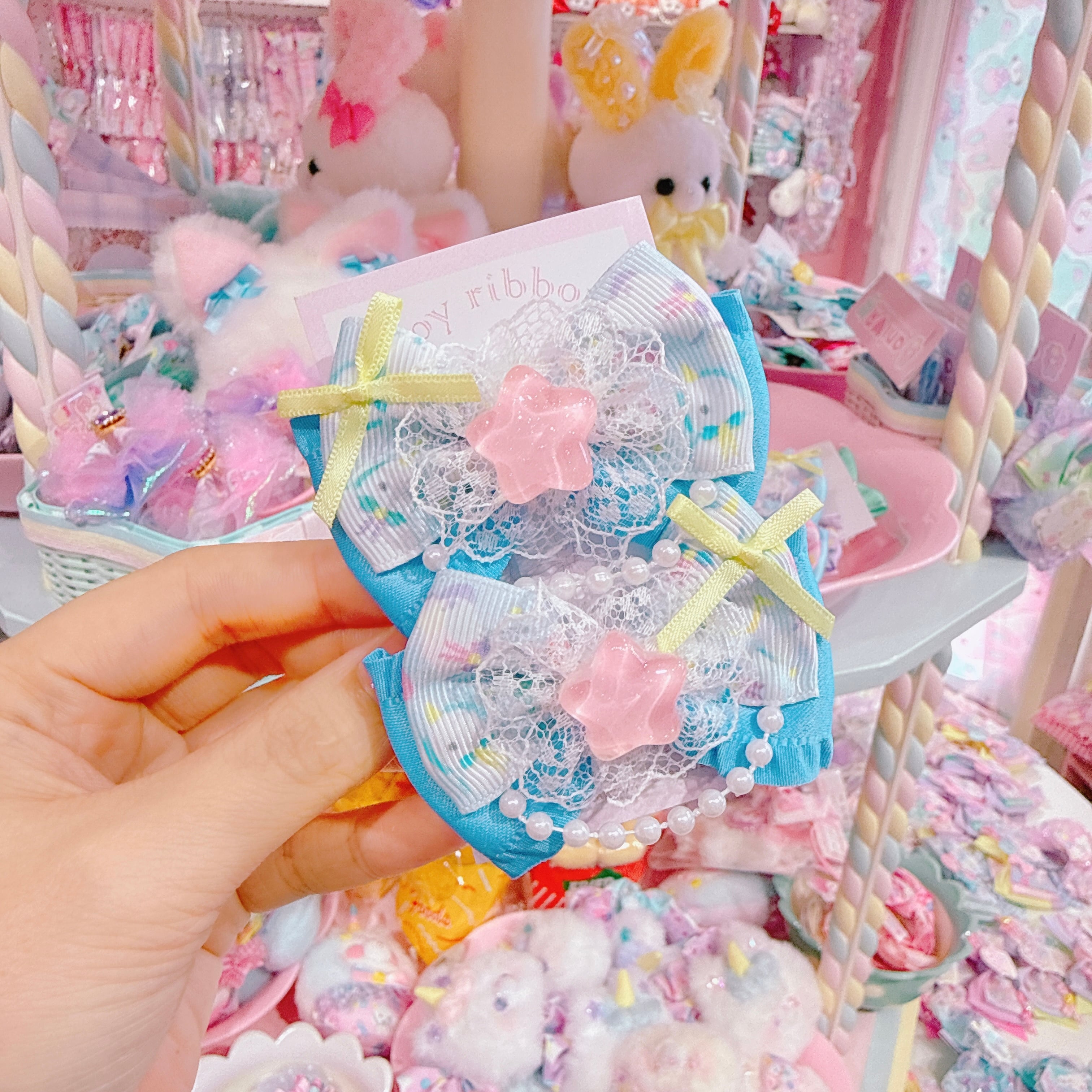 【F7】68-13ツインリボンヘアクリップ