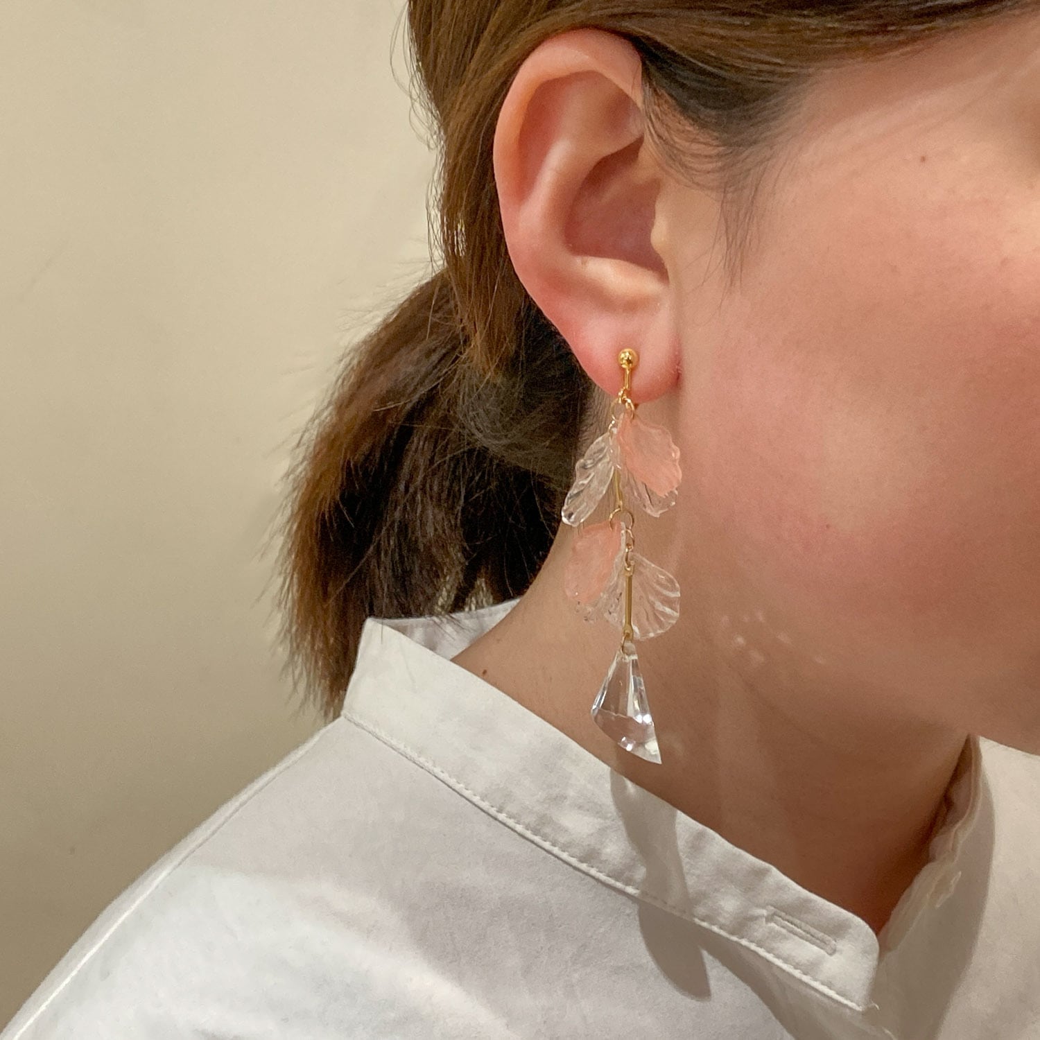 ピンク×クリアチャームのさわやか〈ピアス/イヤリング〉 | Dua