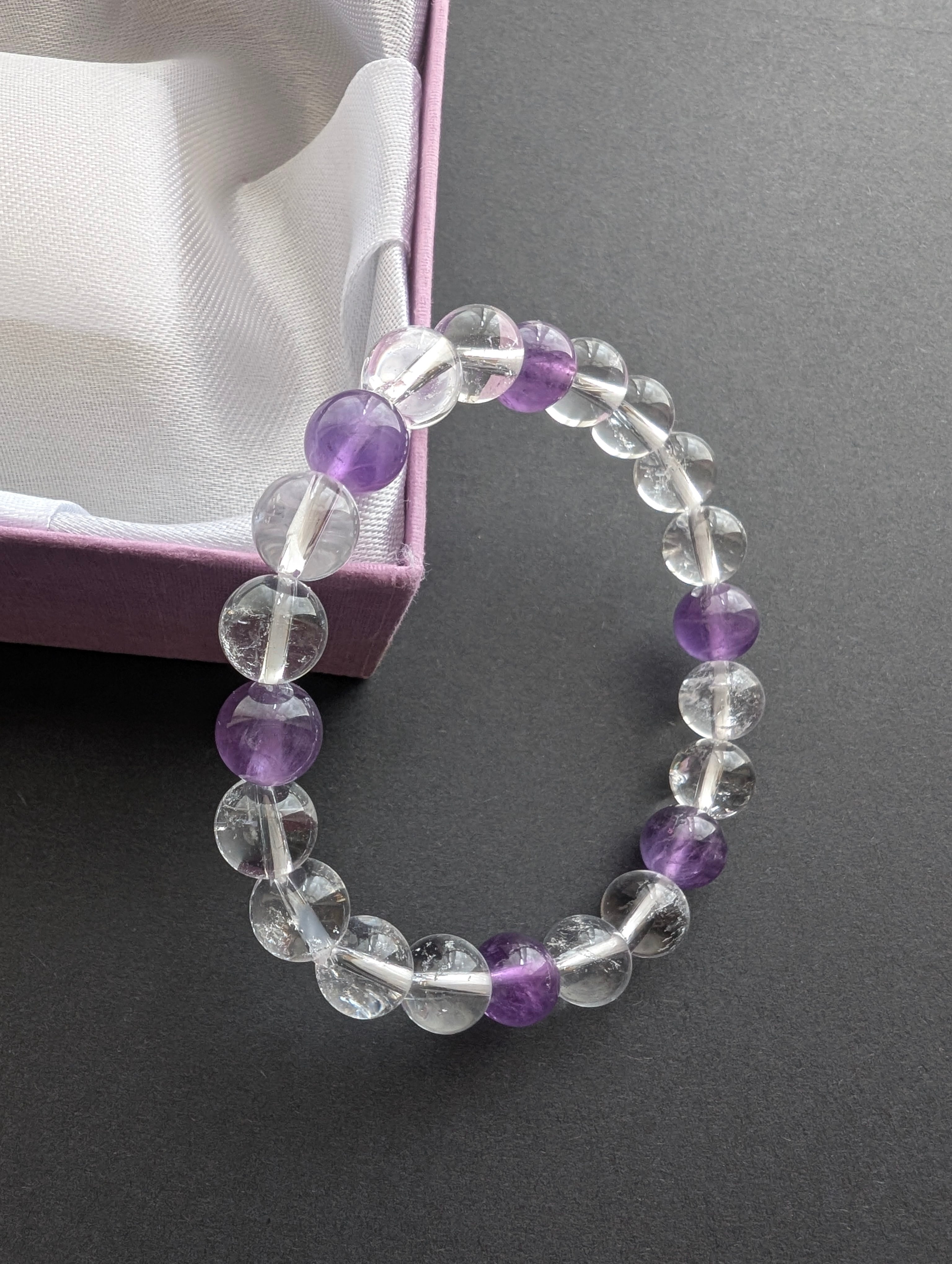 アメジスト&水晶 8mm玉 | 天然石のささやき