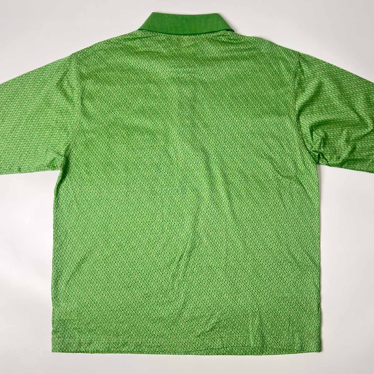 イタリア製 polopiu 総柄 半袖 ポロシャツ 50/グリーン メンズ
