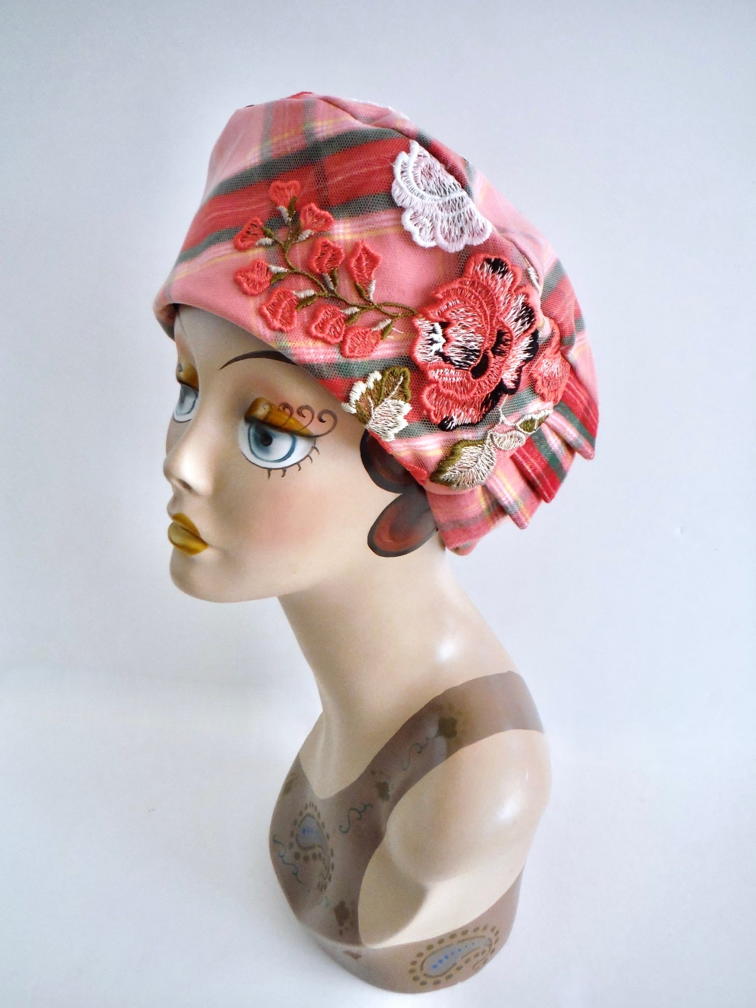 タータンチェックHeartyベレー　ピンク タータンチェックHeartyベレー ピンク タータンチェックHeartyベレー