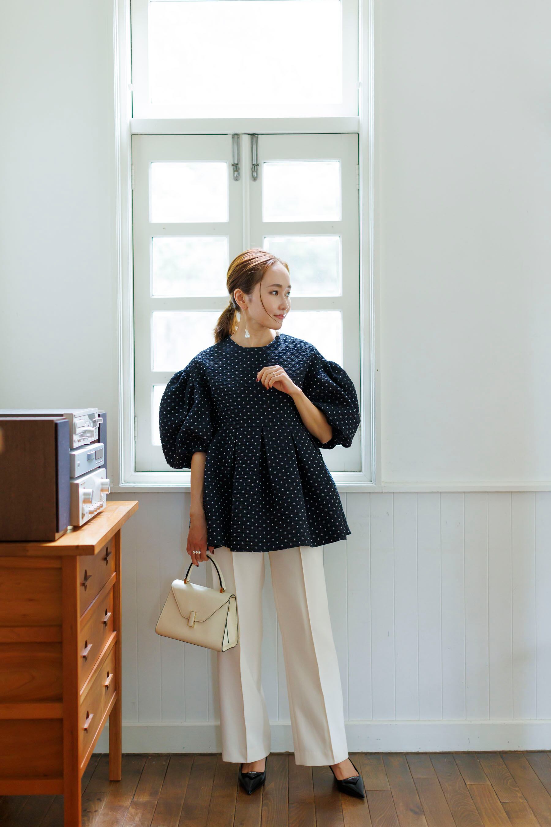 eLLa doby dot jacquard blouse トップス 