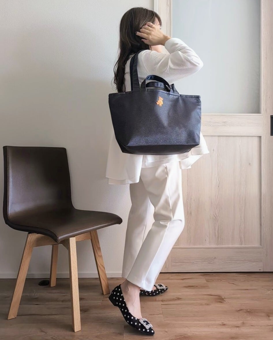 Kirara 刺繍ワッペン BIG tote Bag（ネイビー） | IrodorI petit