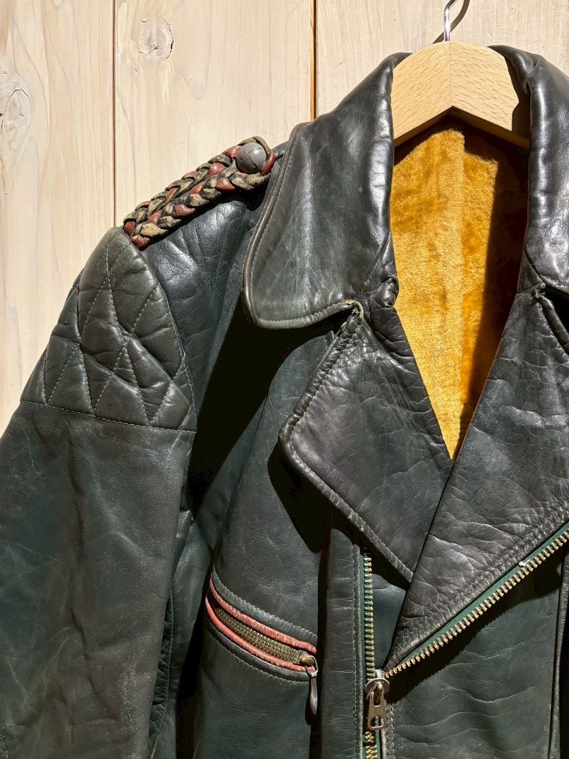 アンティーク　Euroジャケット a.k.a.C.a.k.a vintage】50's〜60's Fade Green Euro Vintage Riders