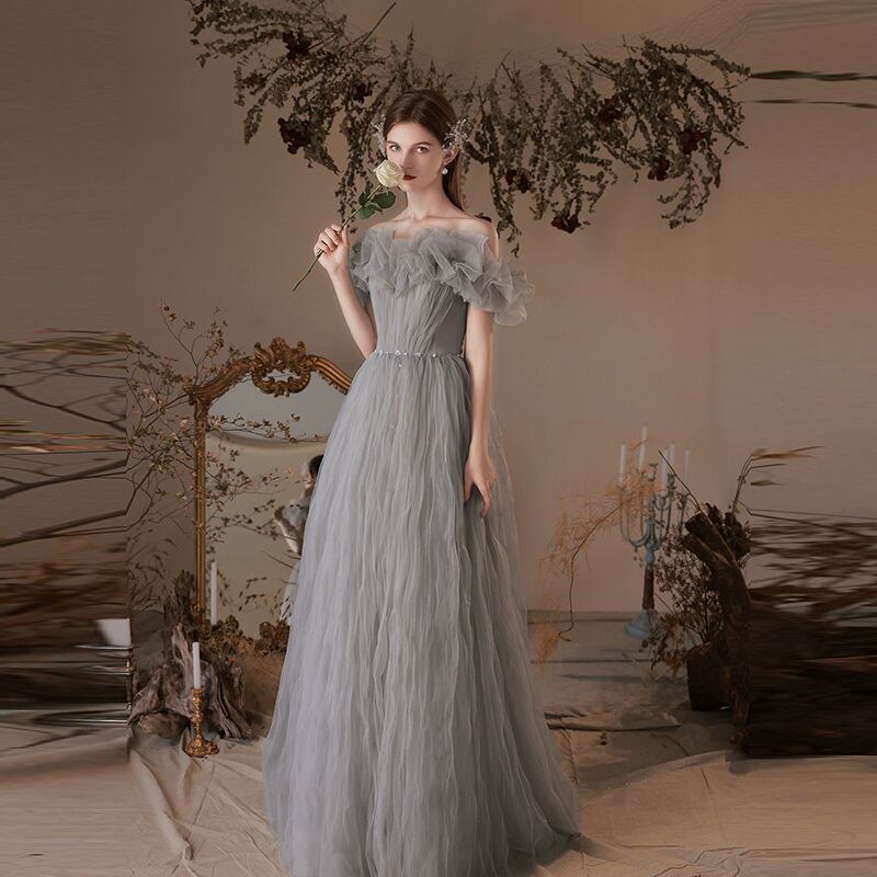 【2色】ロングドレス キャバドレス パーティードレス オフショルダー 上品 ギャザー エンゲージ パーティー 誕生日 JC2-ZX090