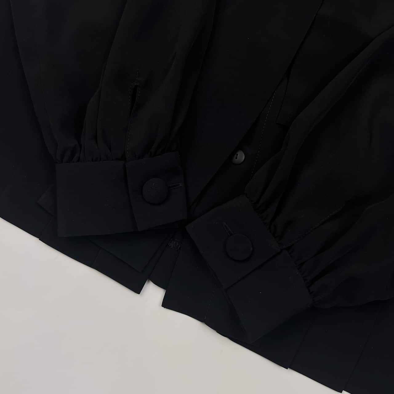 90s GIVENCHY ジバンシィ ボウタイ付き 長袖シャツ ブラウス 12/ブラック レディース ビンテージ