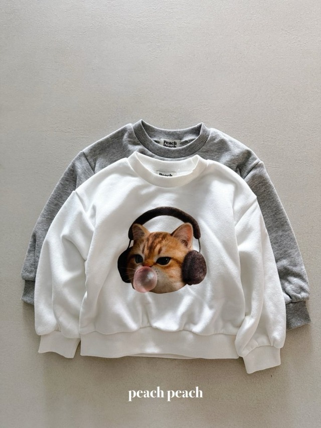 【取寄】peach peach｜bubble cat sweatshirt｜バブルキャットスウェット｜XS-XXL｜kids&jr｜26 spring