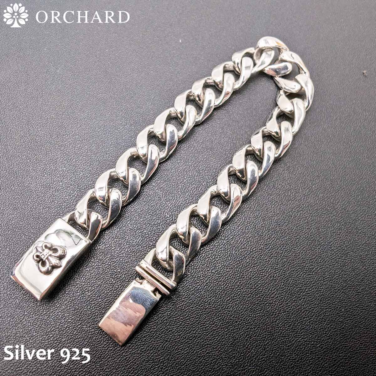 シルバー925 百合の紋章 リリー フルール・ド・リス 喜平ブレスレット