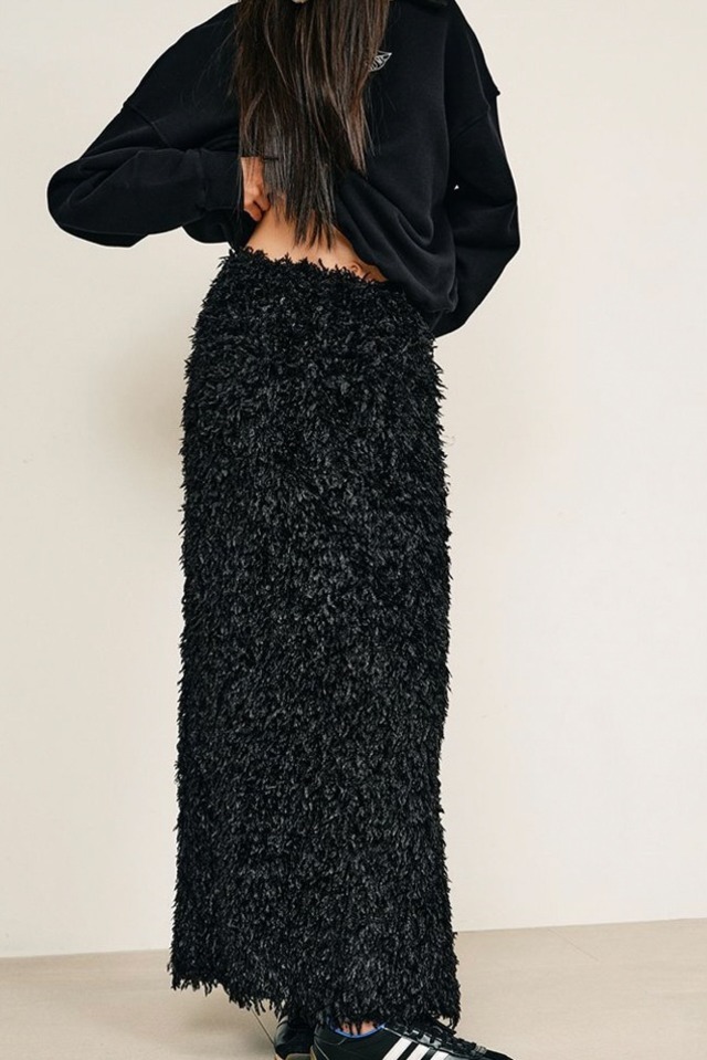 null. feather slit skirt フェザースリットスカート　Black
