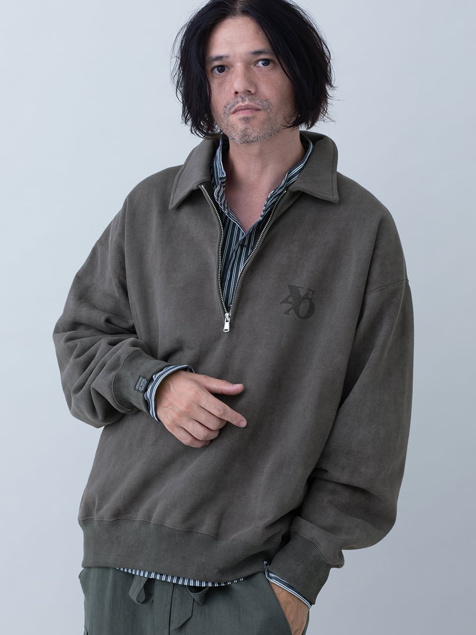 EGO TRIPPING (エゴトリッピング) HEAVYSWEATPOLO PT スウェットポロシャツ / CHARCOAL 666622-04
