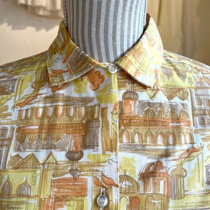 50's 60's city print blouse