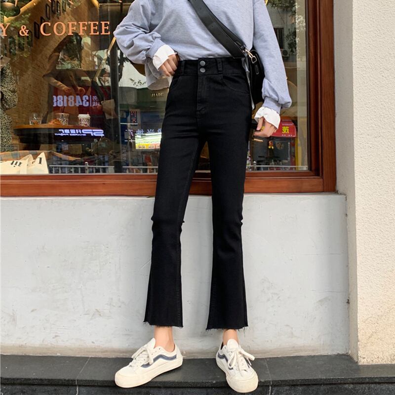 ハイウェストジーンズ スプリングブラックパンツ 薄手 春物 萌量不足51332076280