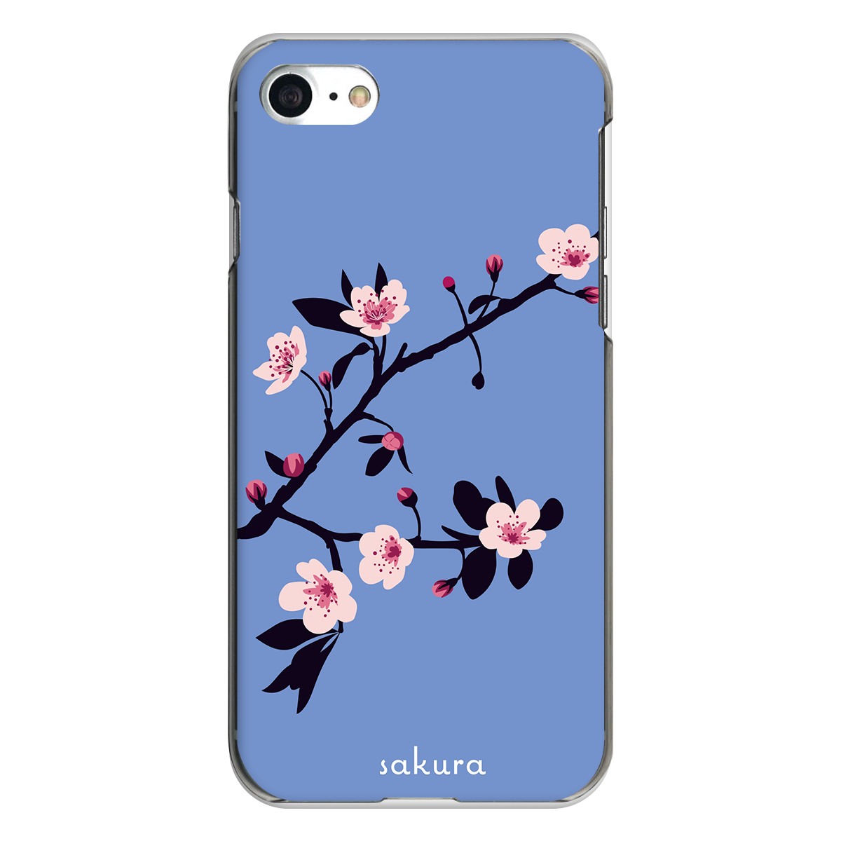iPhone対応 スマホ ハードケース クリア サクラ ブルー 桜 花 デザイナーズ 【iPhone17 / iPhone16e / AQUOS / Xperia 他 iPhone / Android ほぼ全機種対応】 |desr3430