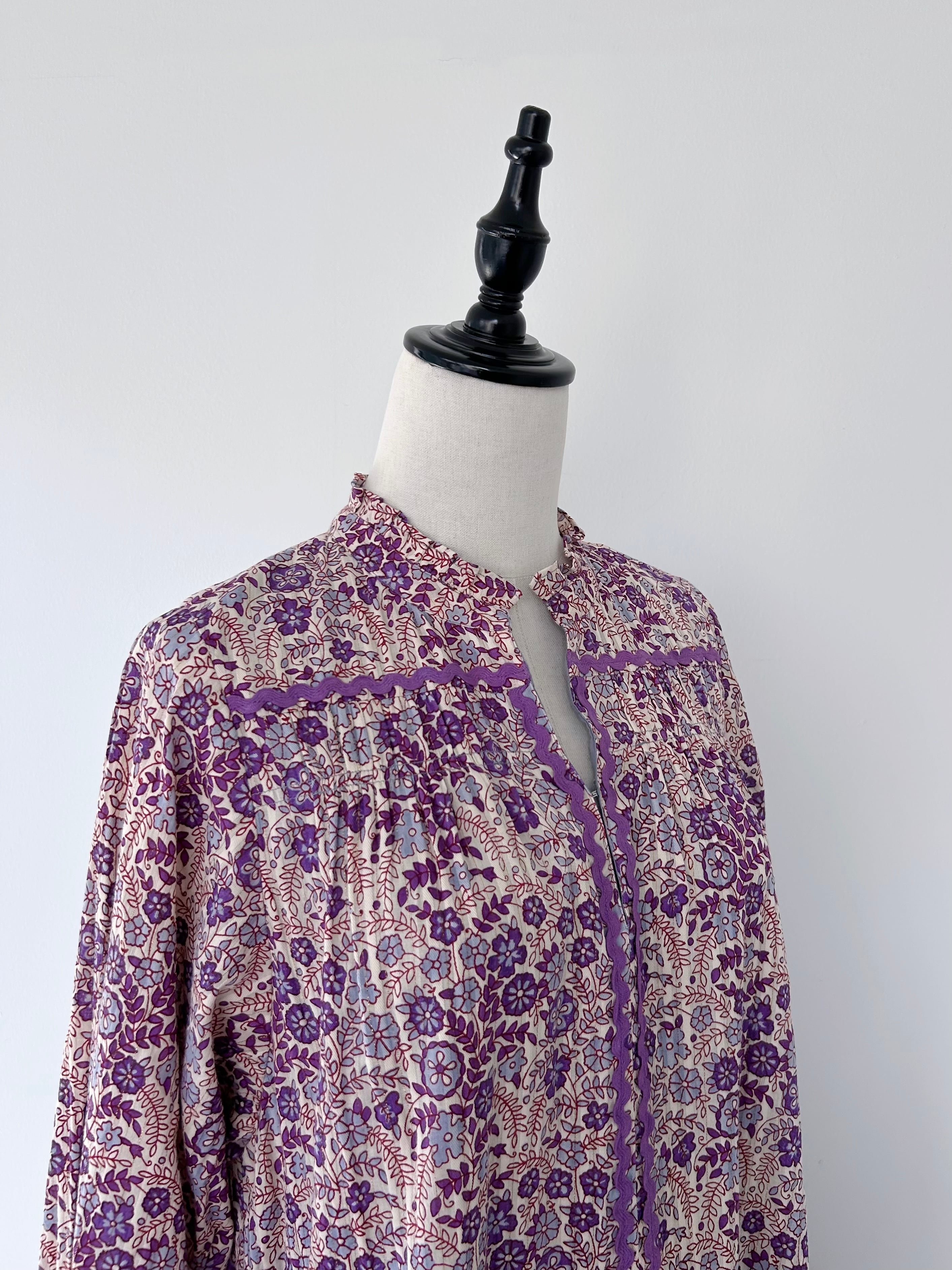 Sara Mallika Cotton Jacquard Flower Print Frill Dress | KOKO