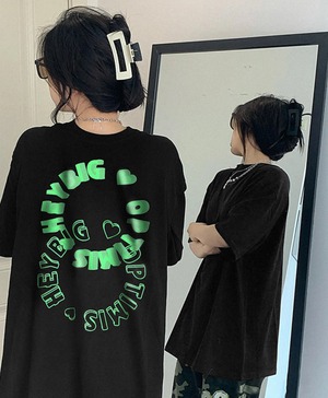 【韓国ファッション】半袖 バックプリント Tシャツ ユニセックス