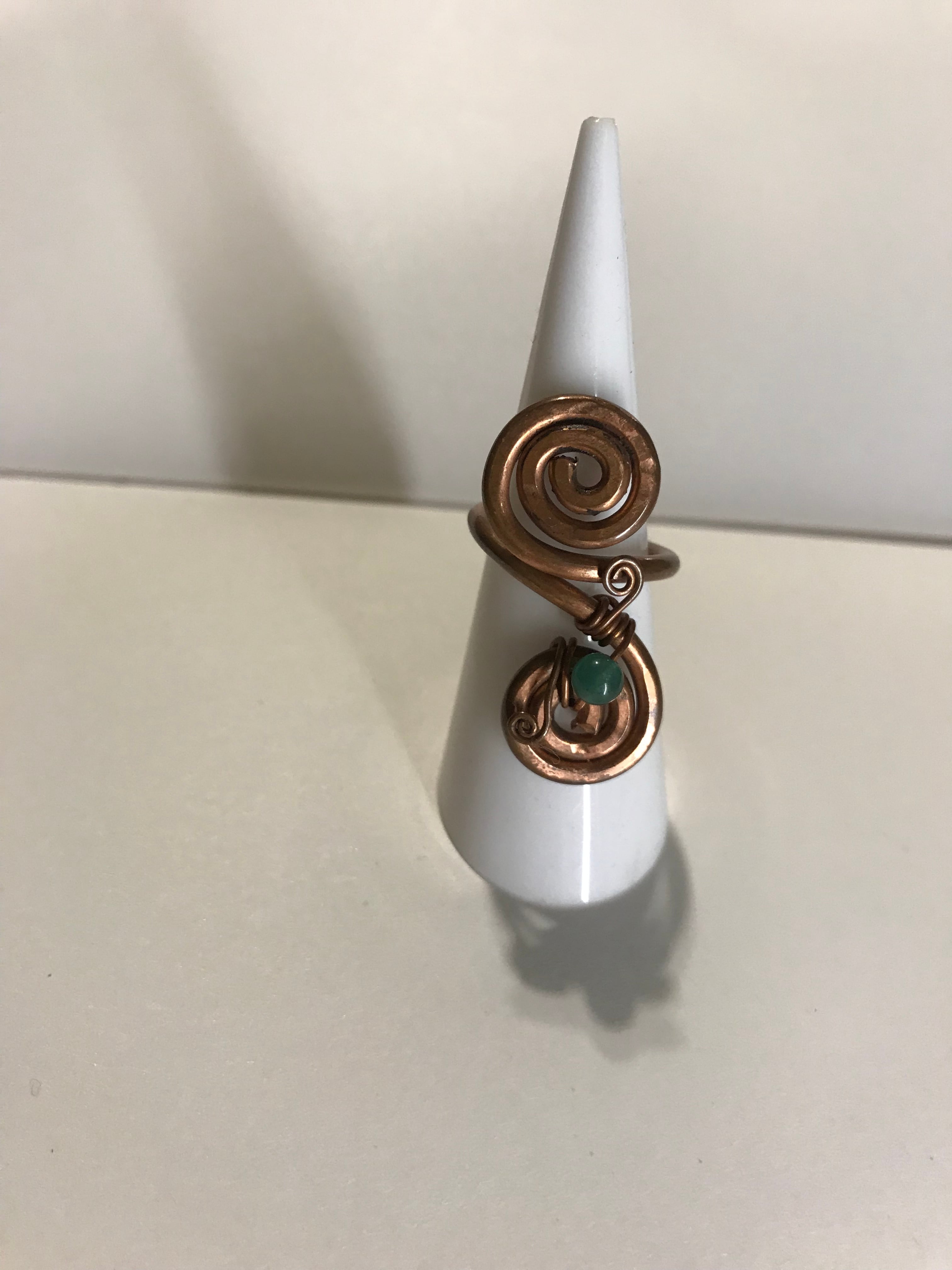 【サイズ調整可能】Turkey desiner's  copper × stone ring ( トルコ デザイナーズ 銅 × 天然石 リング
