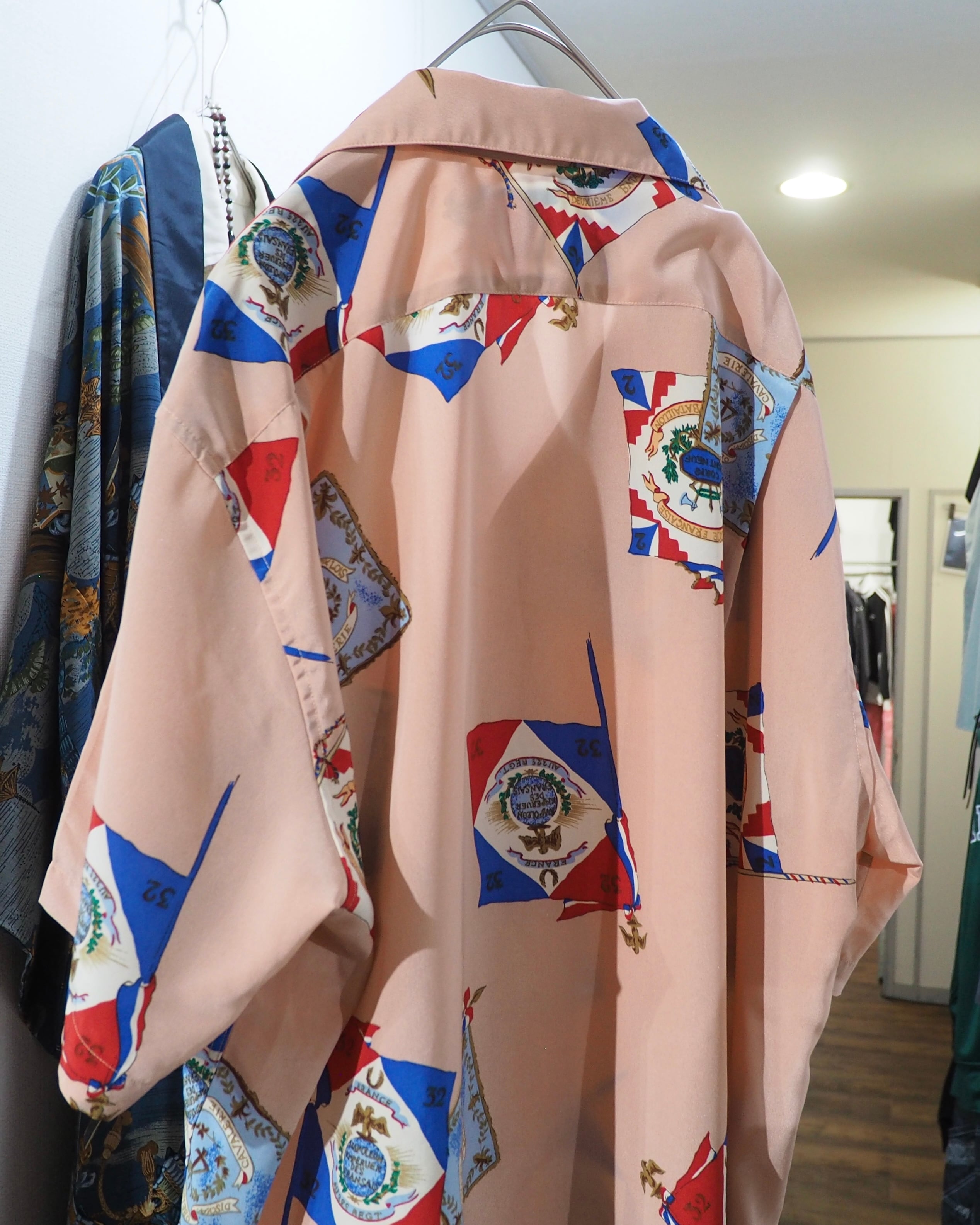 1990s " Karl Helmut " Flag pattern Design vintage SS open Collar shirt