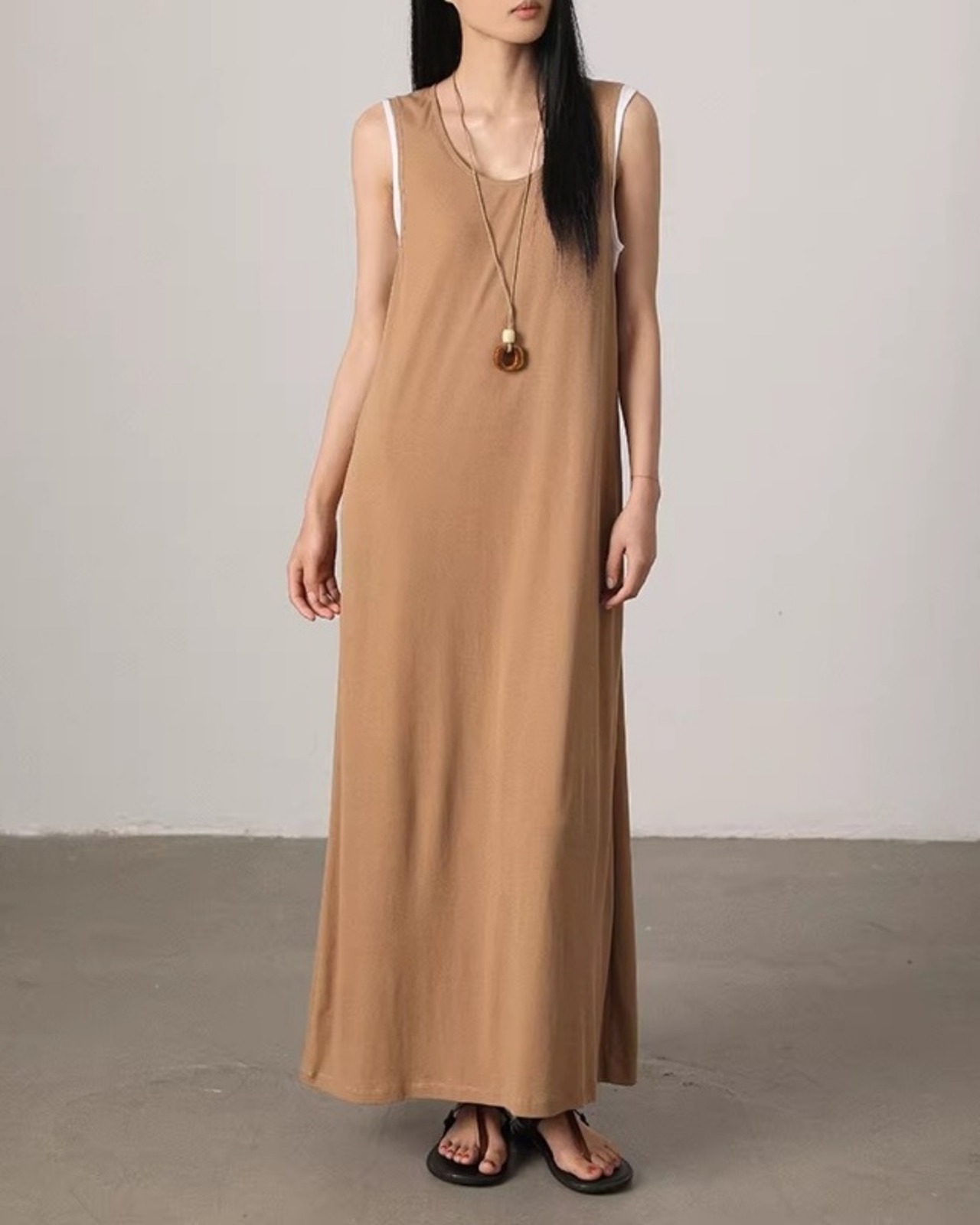 U-neck sleeveless maxi Dress L0070