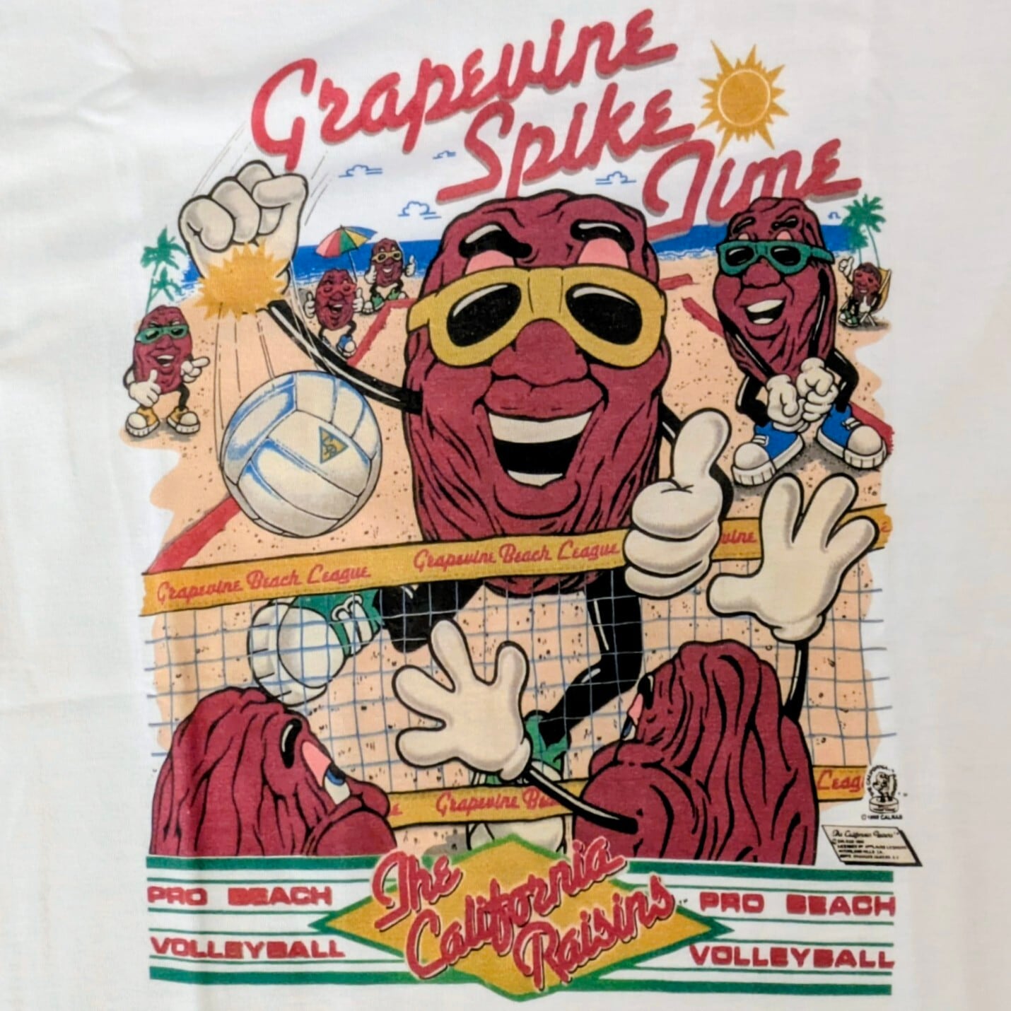 【 California Raisins( カリフォルニアレーズン )】『 Grapevine Spike Time 』/ Tシャツ / PRO BEACH VOLLEYBALL〚アメリカン雑貨 アメトイ〛