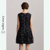 黒のレースが魅せる、Aラインノースリーブワンピース《PL0026》
