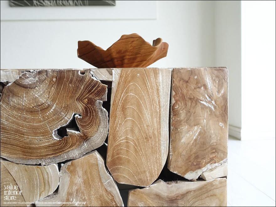 チーク無垢材 ブロックベンチNW/A07 椅子 長椅子 花台 シャビー チェア