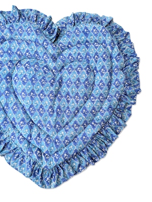 Baby Quilt Play Mat Heart Frill -Monsoon Color-Prince Blue【saruche】
