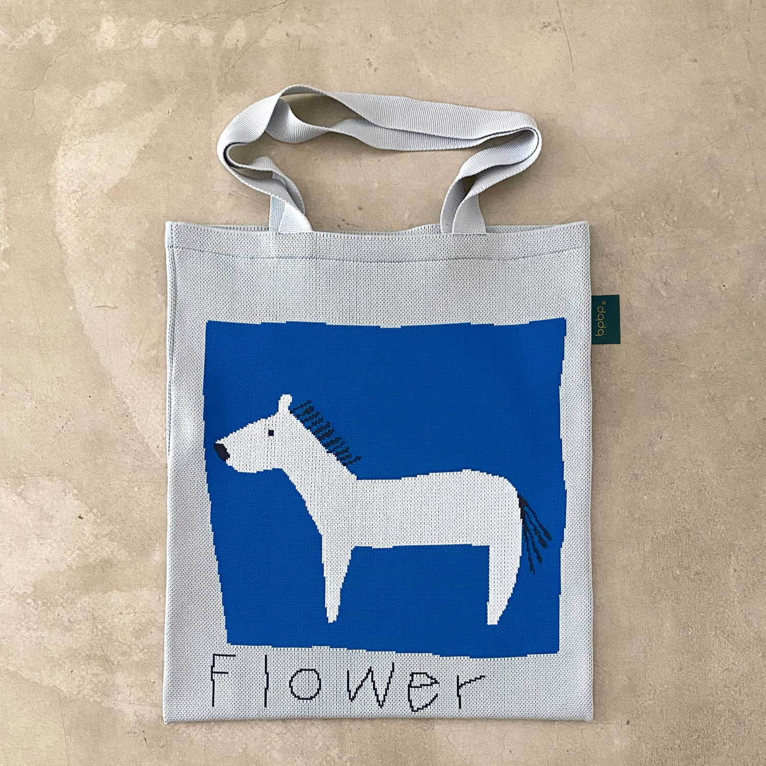 【JIN KITAMURA】北村人 KNIT TOTE BAG 白い馬 ニットトートバッグ | bpbp powered by BASE