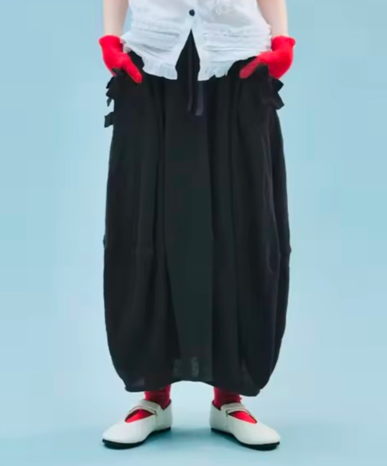imakokoni オリジナルブラックカラーデザインコクーンスカート 265491