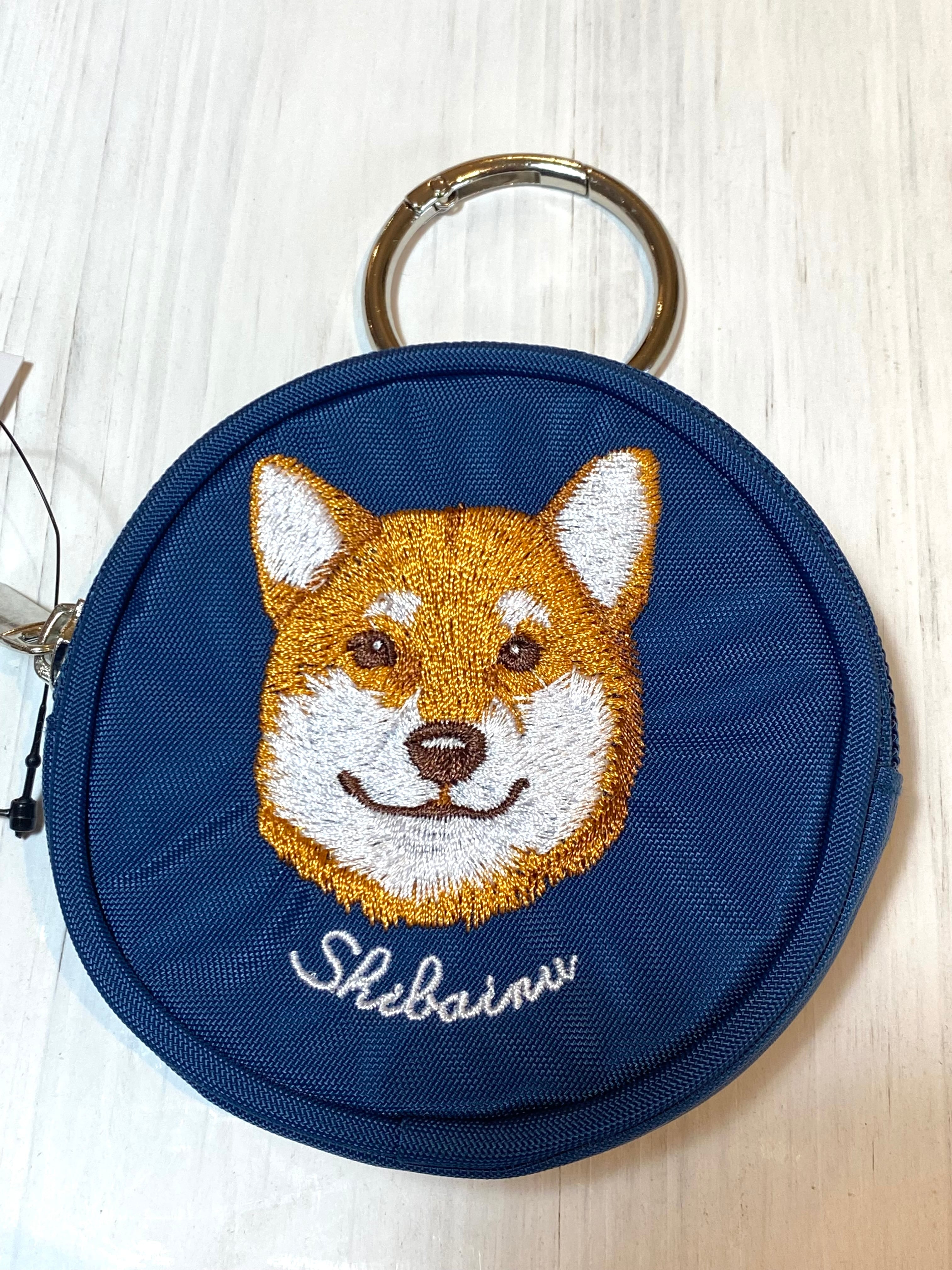 手刺繍　＊猫さんと柴犬さんの天体観測＊ハンドメイド　大きめポーチ 刺繍丸ポーチ 柴犬 | わんこ雑貨の店 スマイルズ
