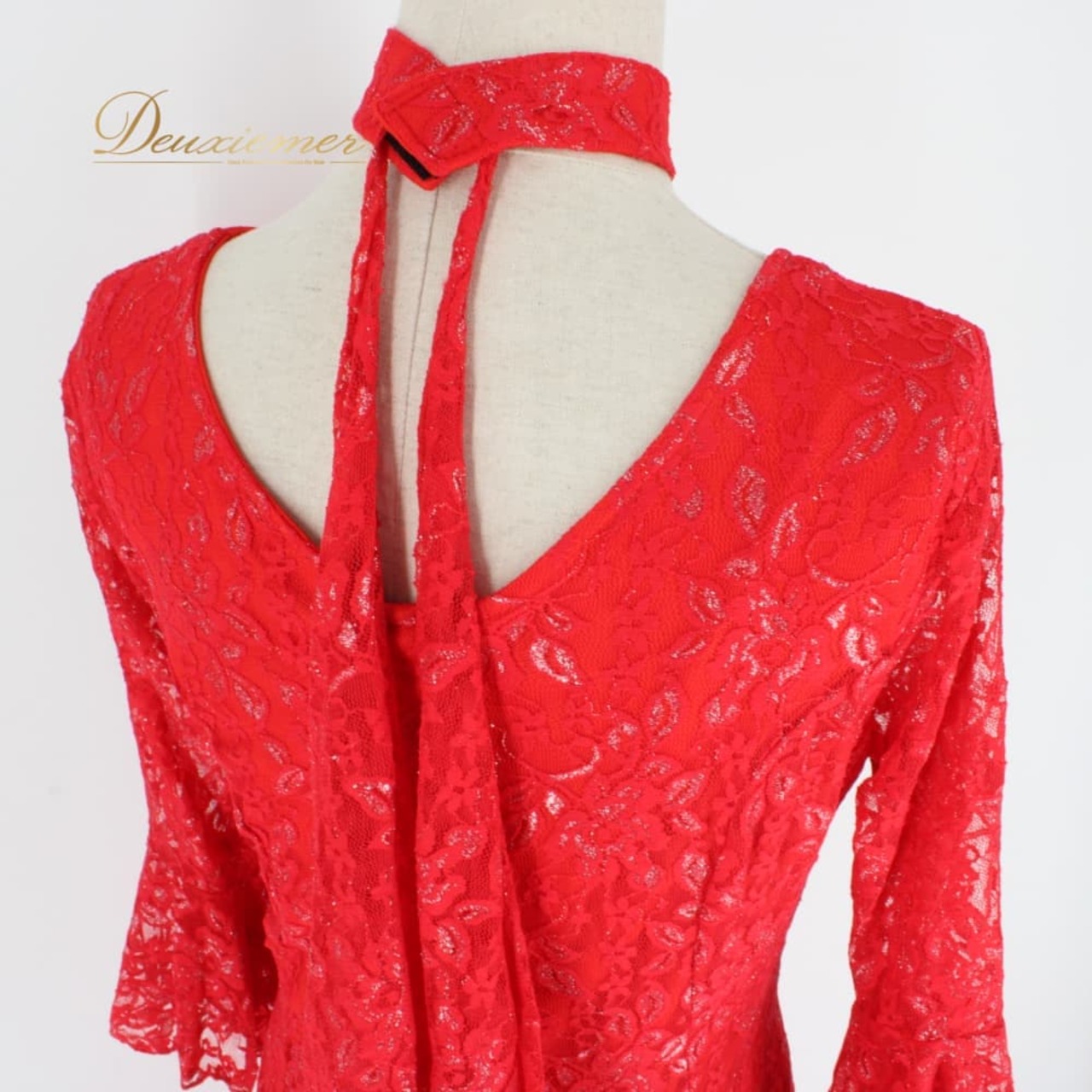 社交ダンス 衣装 prima boutique プリマブティック ドレス スタンダード レッド系 赤 チョーカー 花柄 レース 準正装 ダンスパーティー パーティドレス ステージ衣装 発表会 レディース オールシーズン ボールルームダンス ソシアルダンス フリーサイズ 七分袖 ロング丈 フレアスカート 総柄 花柄レース 光沢感 ナイロン素材 背面ファスナー 伸縮性あり 胸パッド付き チョーカーデザイン 赤ドレス ダンス衣装 発表会用 パーティー用 ボールルーム フォーマルダンス 社交ダンスドレス