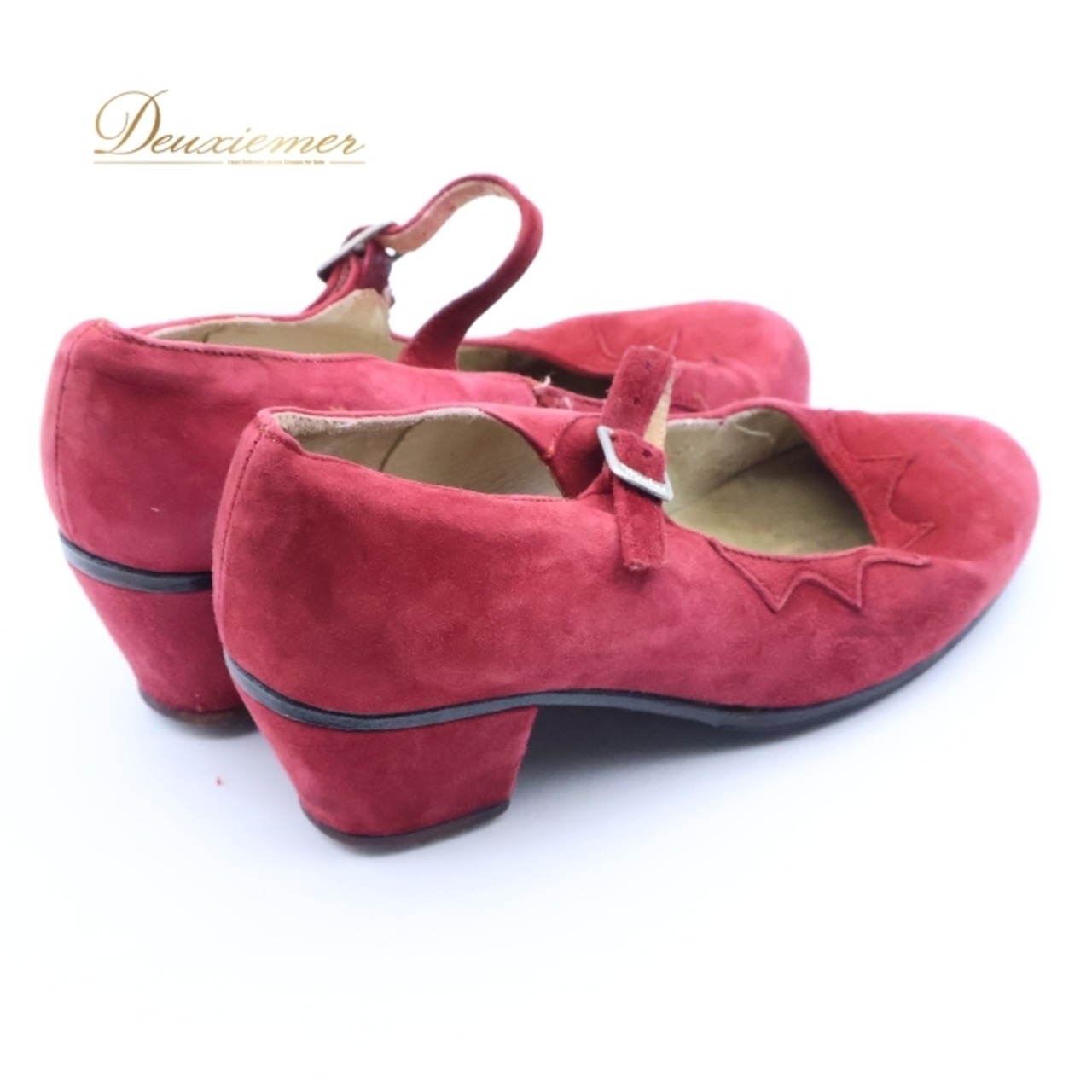 フラメンコ 衣装 サイズ4 1/2 Menkes 靴 レディース レッド系 赤 真っ赤 ヒール 釘有り メンケス スウェード ダンス 練習 舞台 発表会 イベント レディースシューズ フラメンコシューズ ダンスシューズ 赤色シューズ フラメンコ衣装